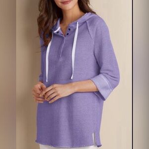 Soft Surroundings "Just Beachy" French Terry Lavender Hoodie Style 2AG32 Size S